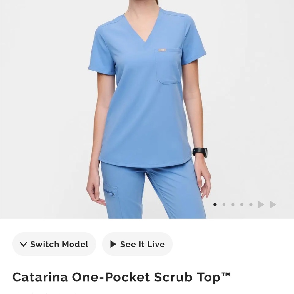 Catarina Blue Scrub Top - Ceil Blue